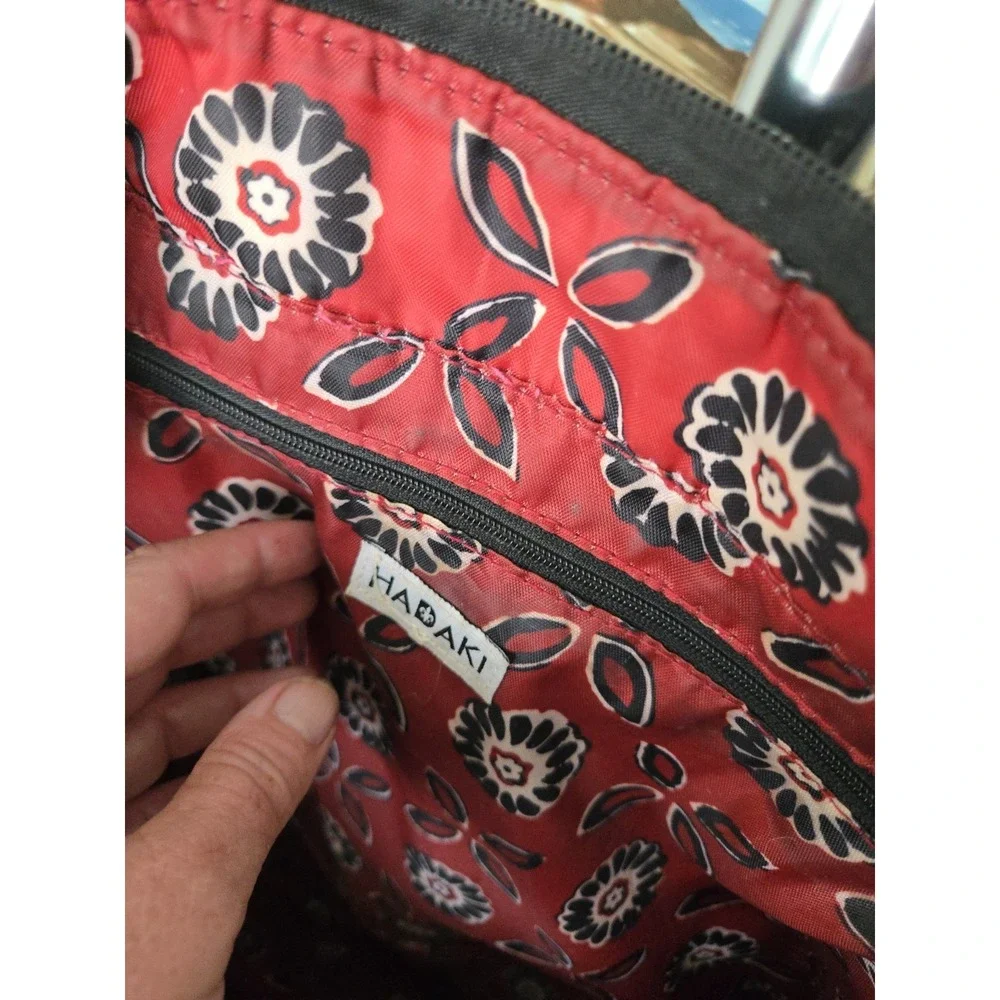 Hadaki Bag Tennis Racket Sportd Paddle Retro Gray Red Floral Lining Compartments